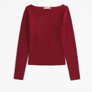 abercrombie red long-sleeve ottoman slash top